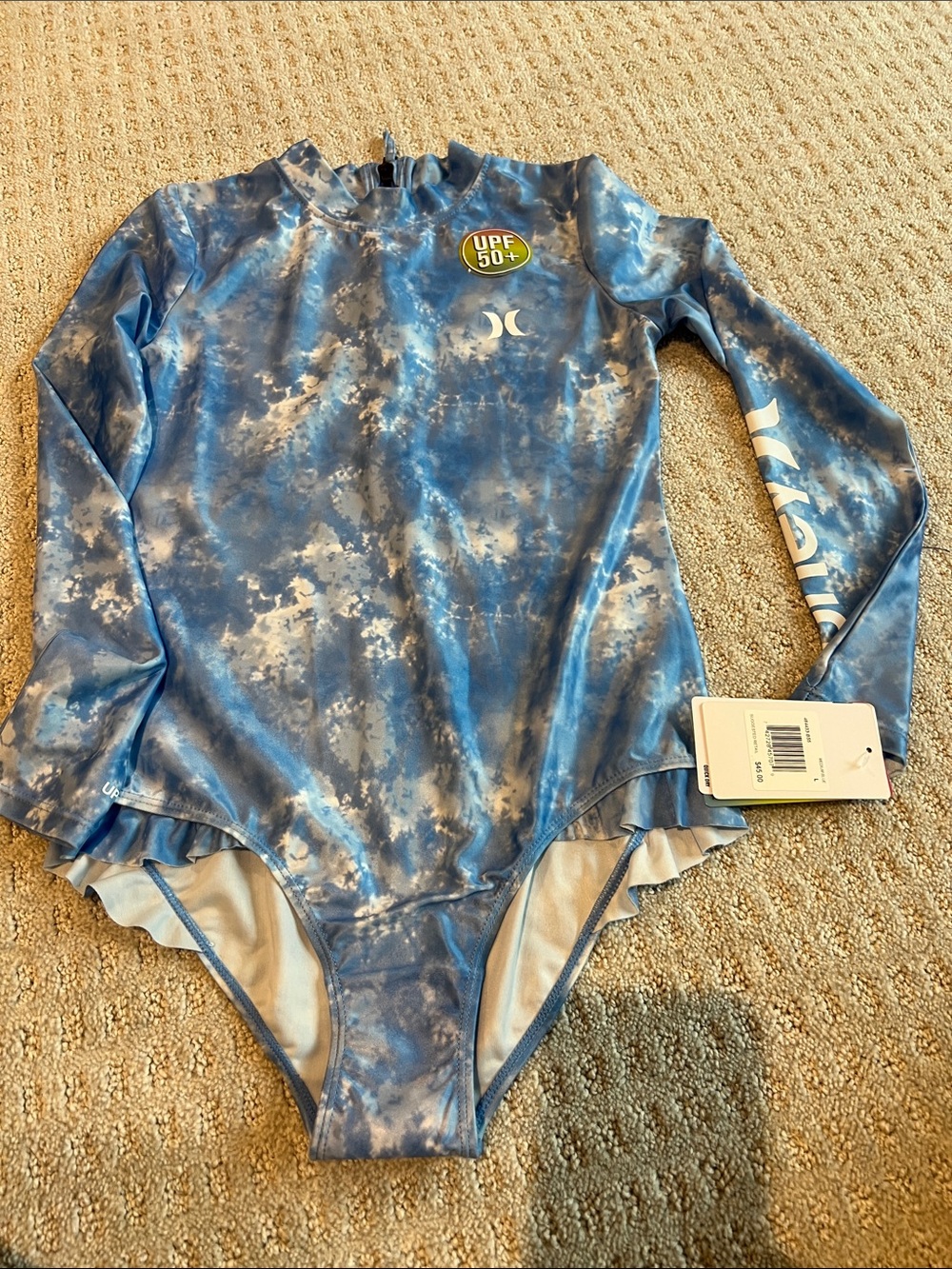 Hurley Kids Blue Tie-Dye Long Sleeve UPF 50+ Rashguard